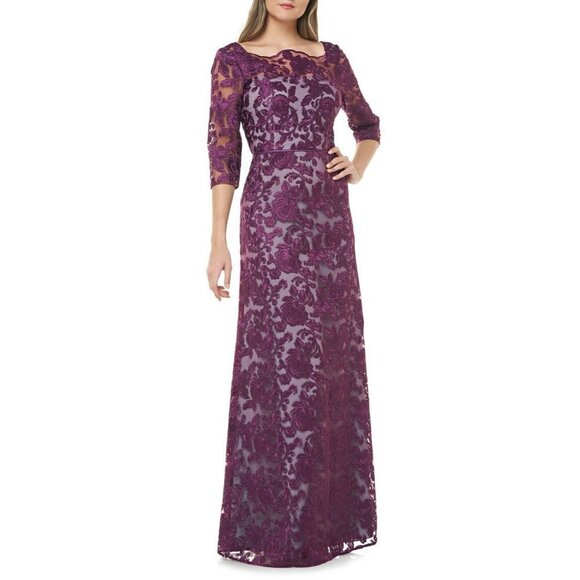 NWT JS Collections Womens 6 Short Sleeve Lace Purp - Picture 1 of 10